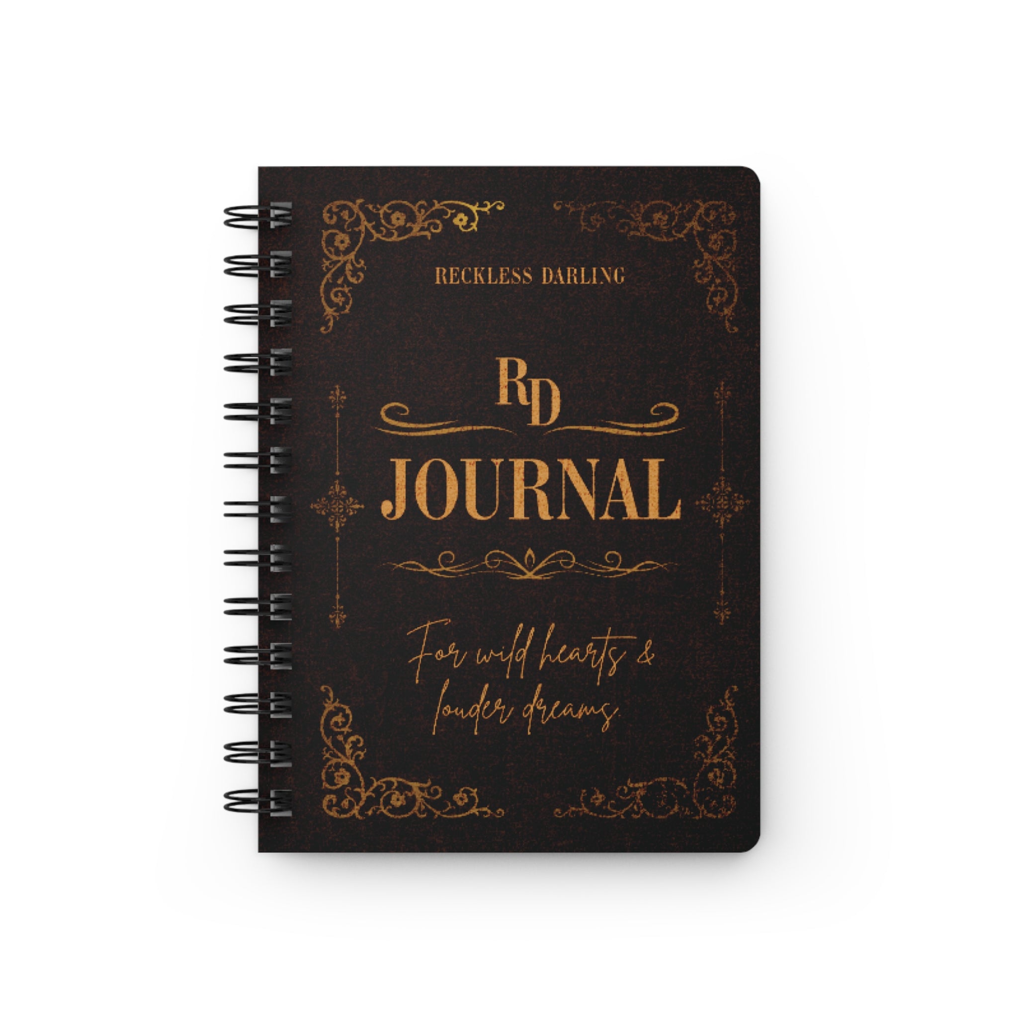 Vintage Gold Foil 'Reckless Darling' Spiral Journal — Lined Notebook for Wild Hearts & Loud Dreams