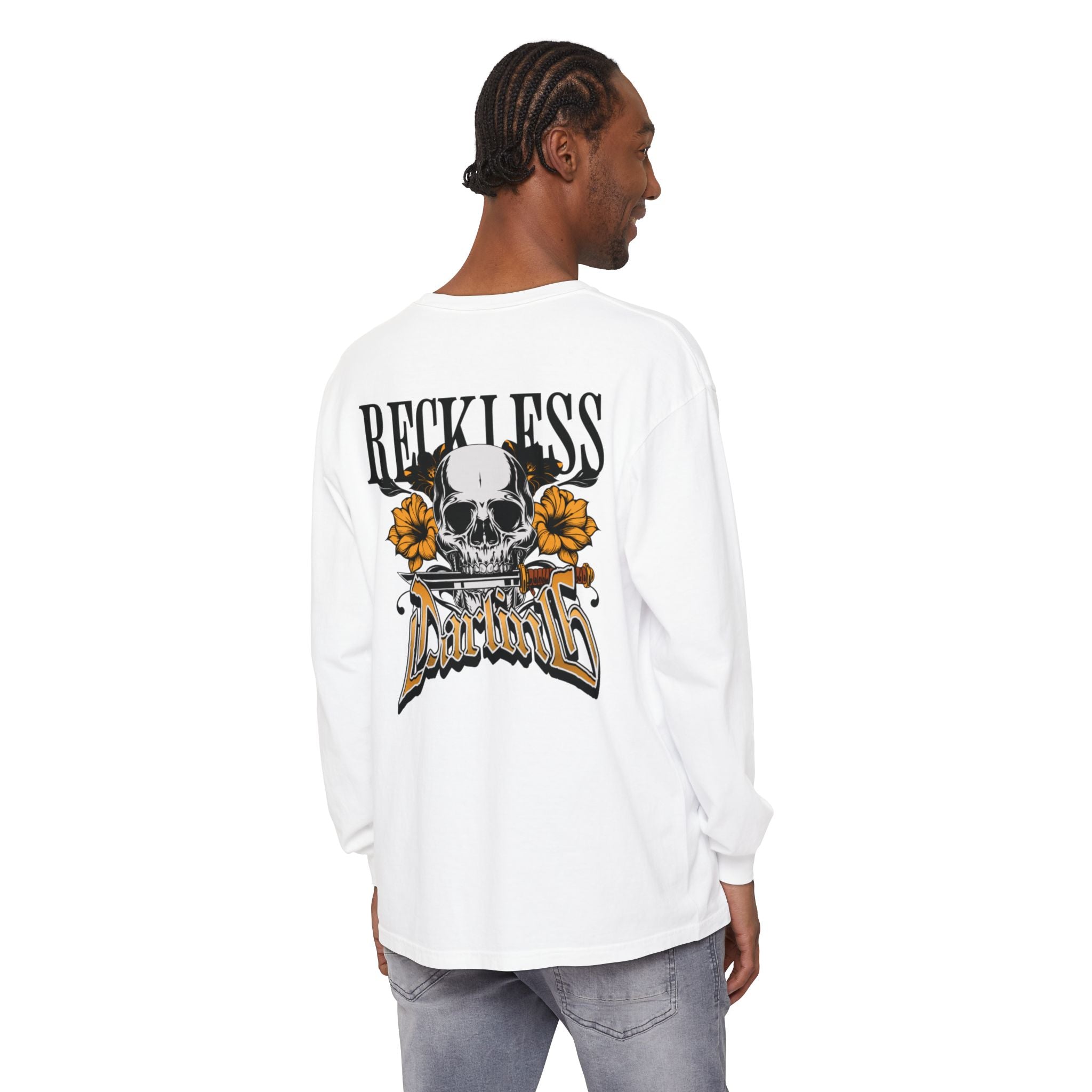 Reckless Darling Long Sleeve Shirt — Skull & Sunflower Graphic