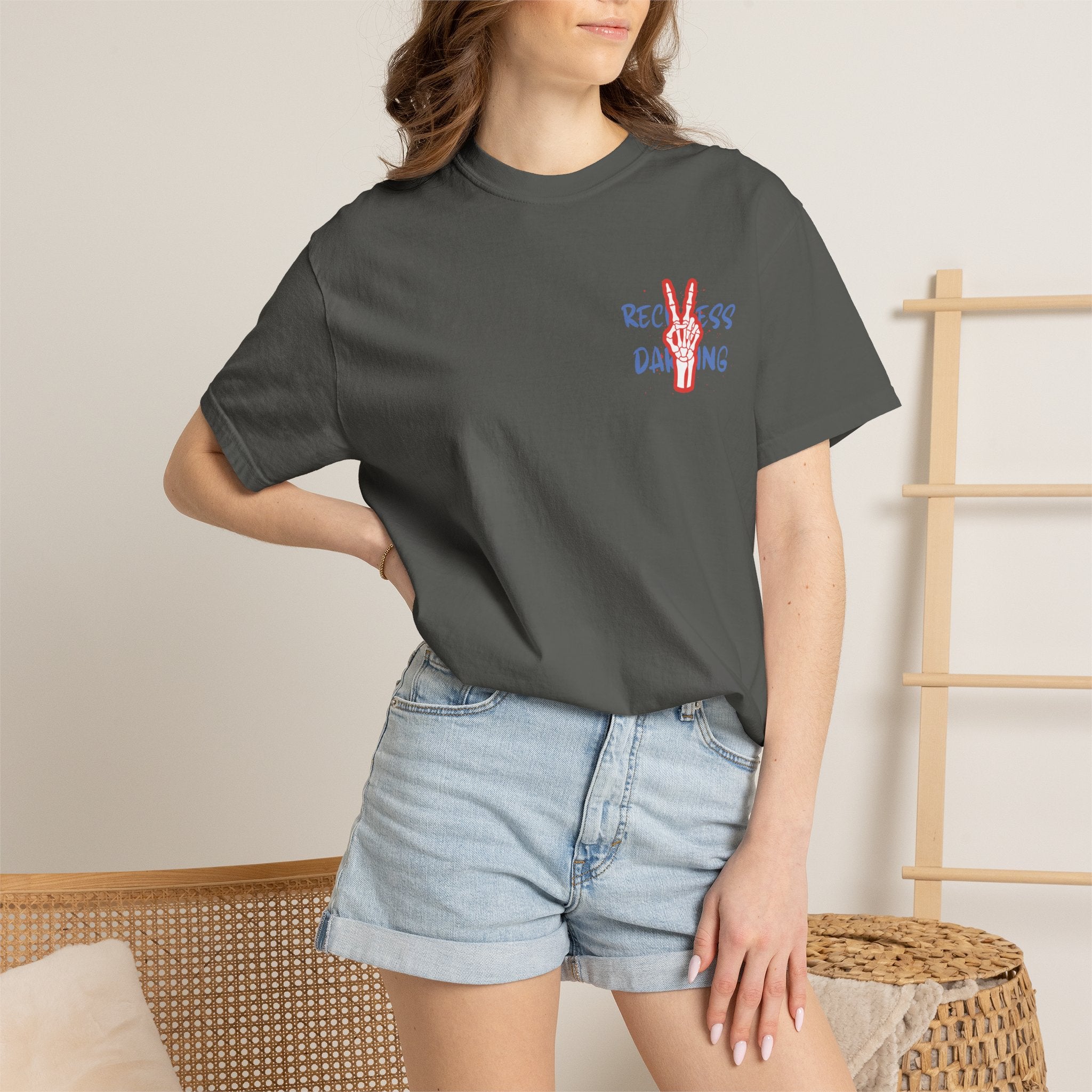 Red White and Reckless T-Shirt — Patriotic Peace-Sign Graphic Tee