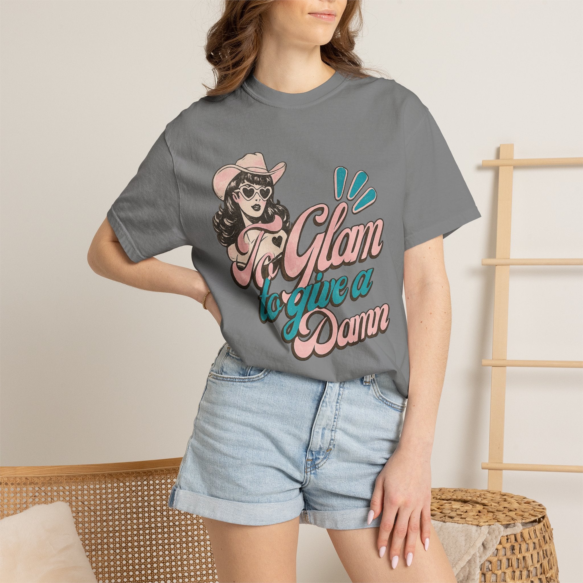 Retro Cowgirl 'To Glam to Give a Damn' Graphic Tee