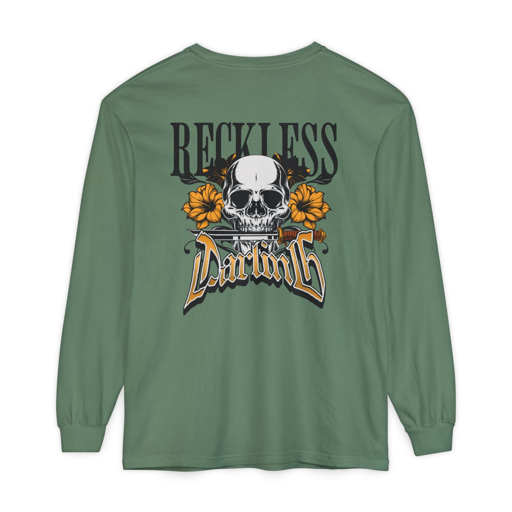 Reckless Darling Long Sleeve Shirt — Skull & Sunflower Graphic