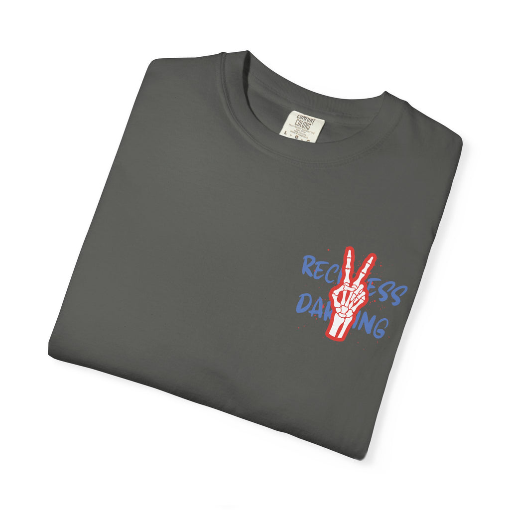 Red White and Reckless T-Shirt — Patriotic Peace-Sign Graphic Tee