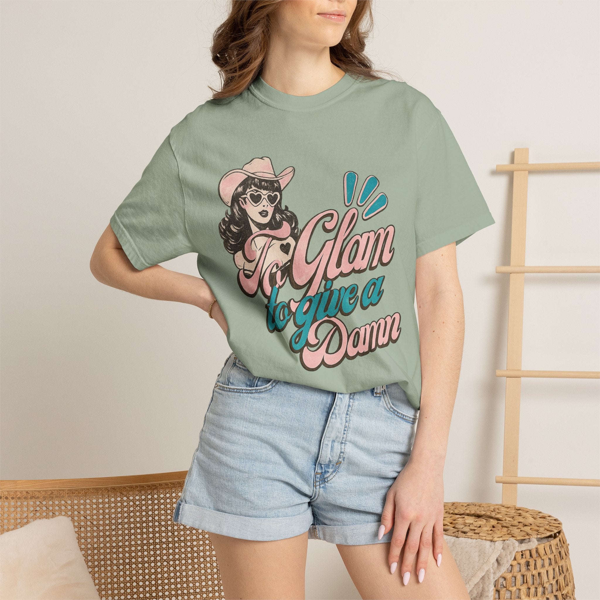 Retro Cowgirl 'To Glam to Give a Damn' Graphic Tee