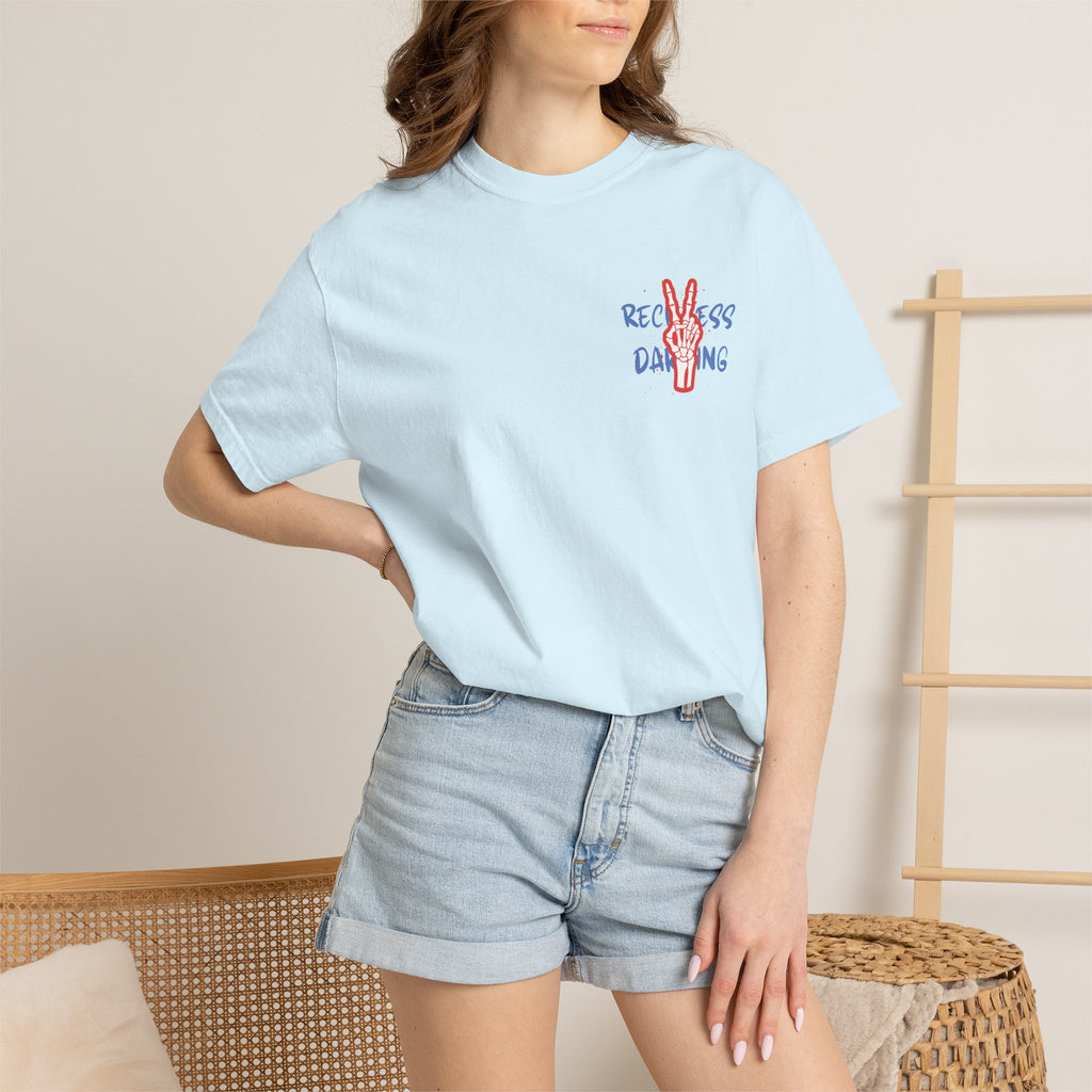 Red White and Reckless T-Shirt — Patriotic Peace-Sign Graphic Tee