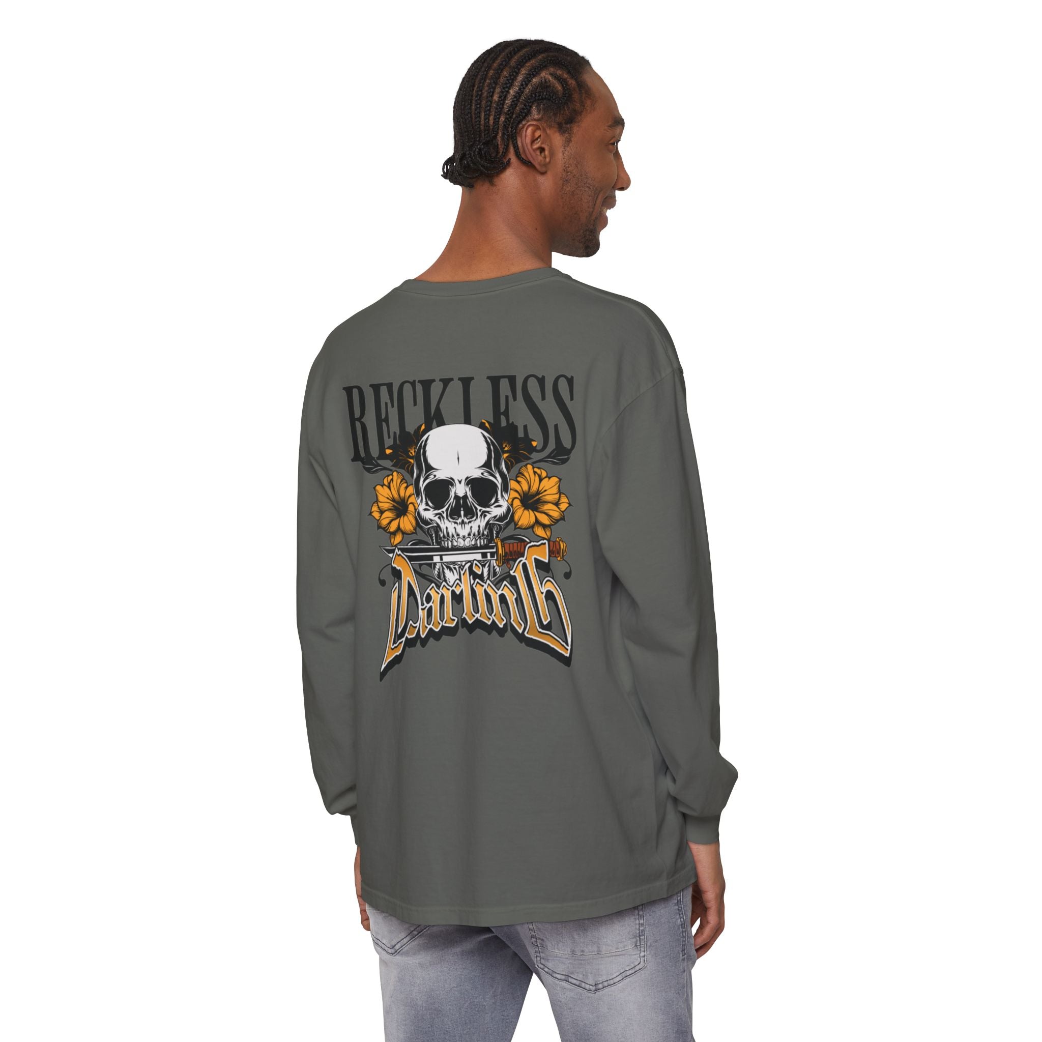 Reckless Darling Long Sleeve Shirt — Skull & Sunflower Graphic