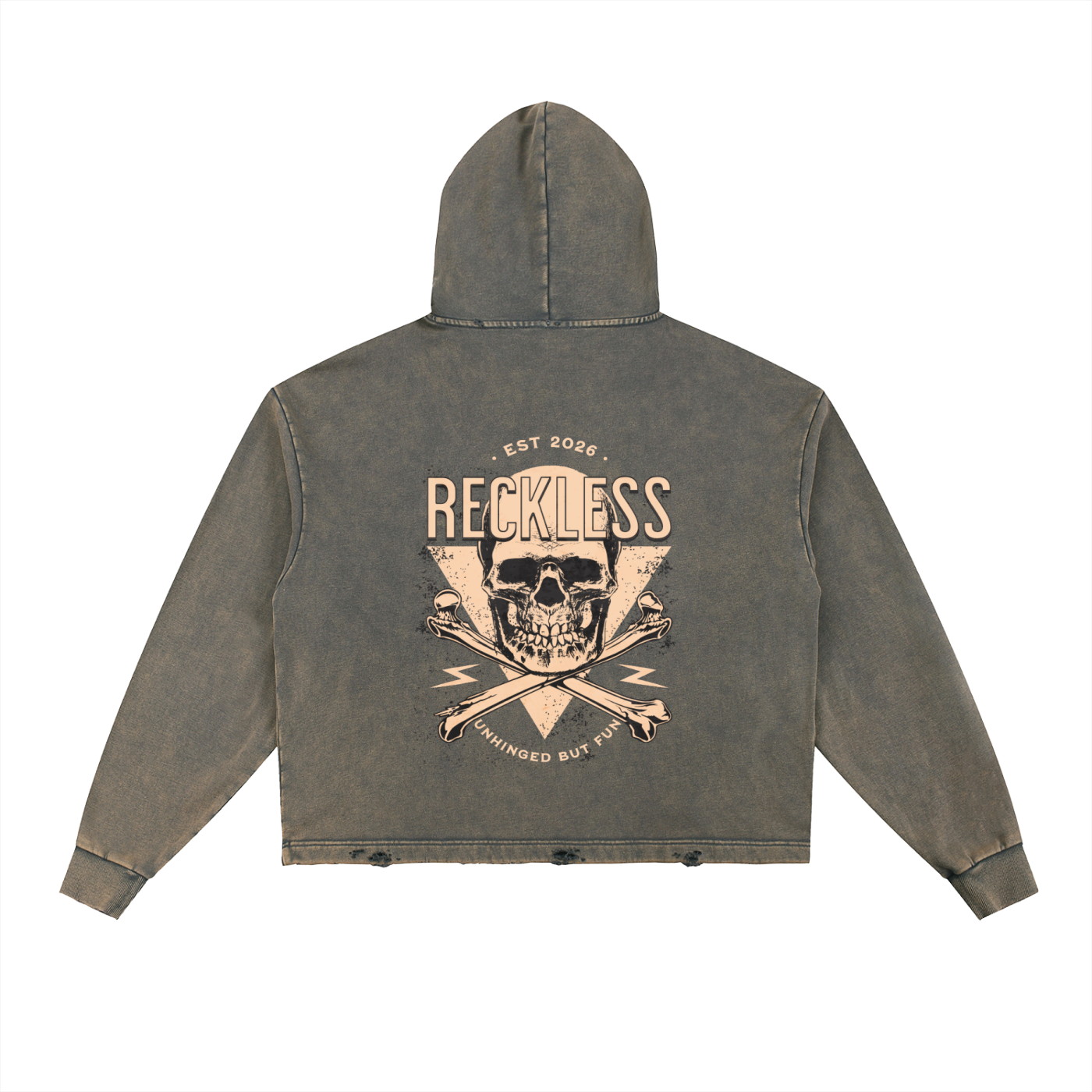 Vintage Washed Frayed-Hem Hoodie