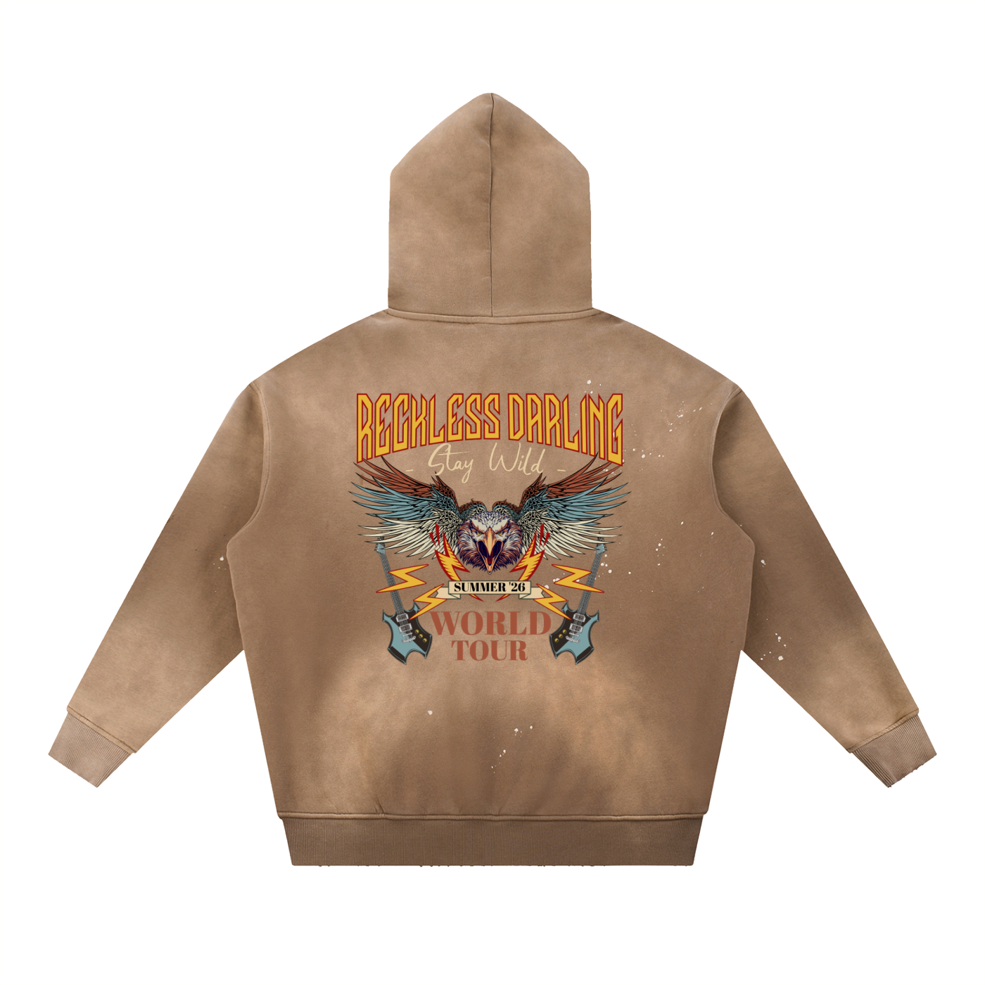 Vintage Washed Frayed Fleece Hoodie - Reckless Darling World Tour