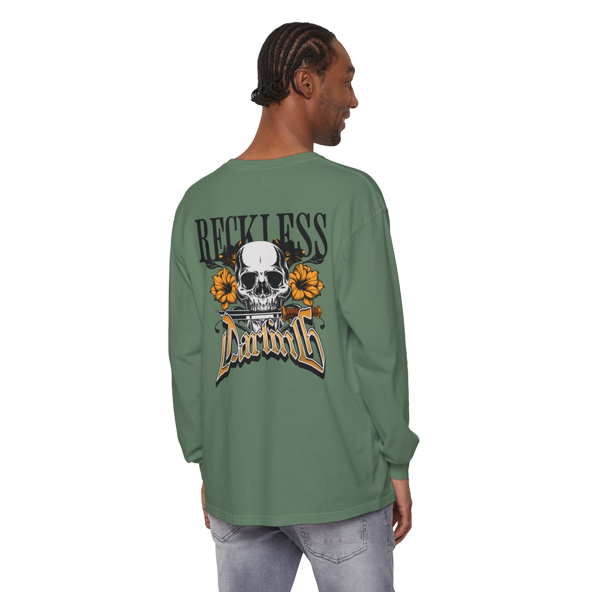 Reckless Darling Long Sleeve Shirt — Skull & Sunflower Graphic
