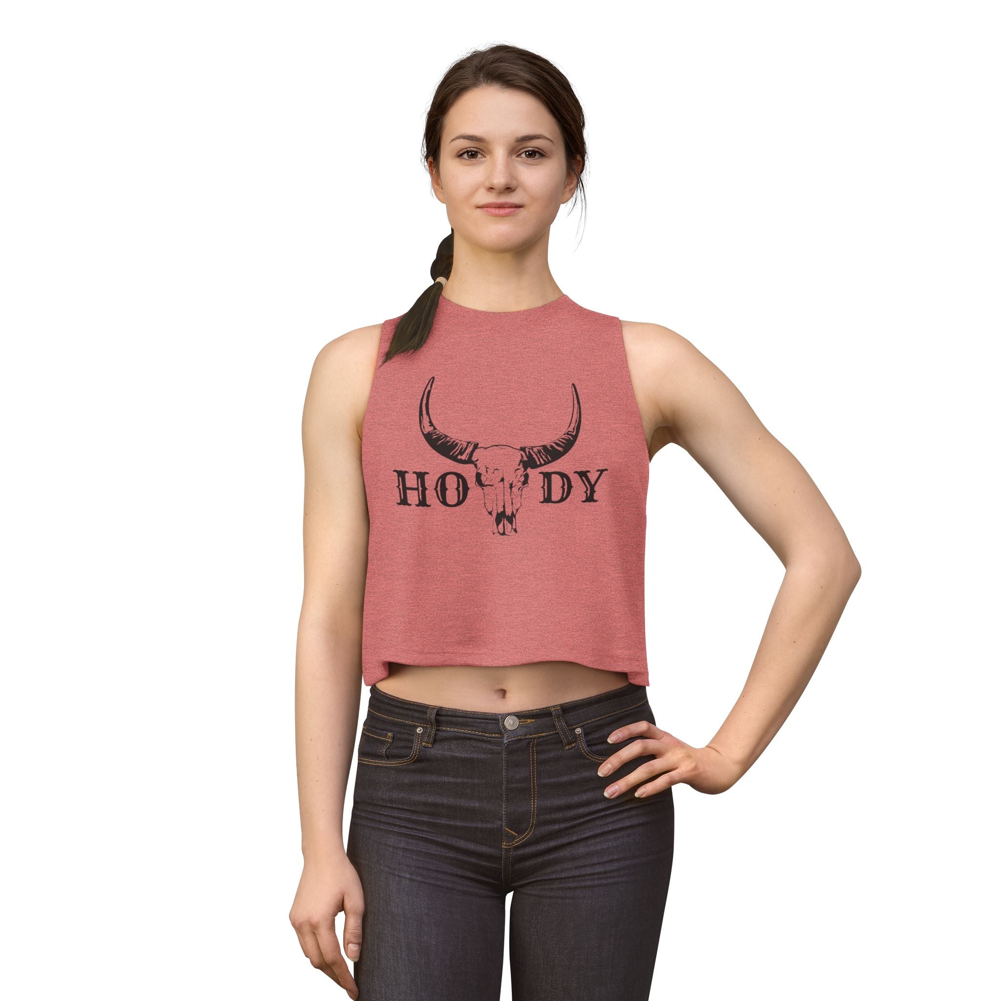 Cow Skull 'Howdy' Crop Top – Western Graphic Women's Tank