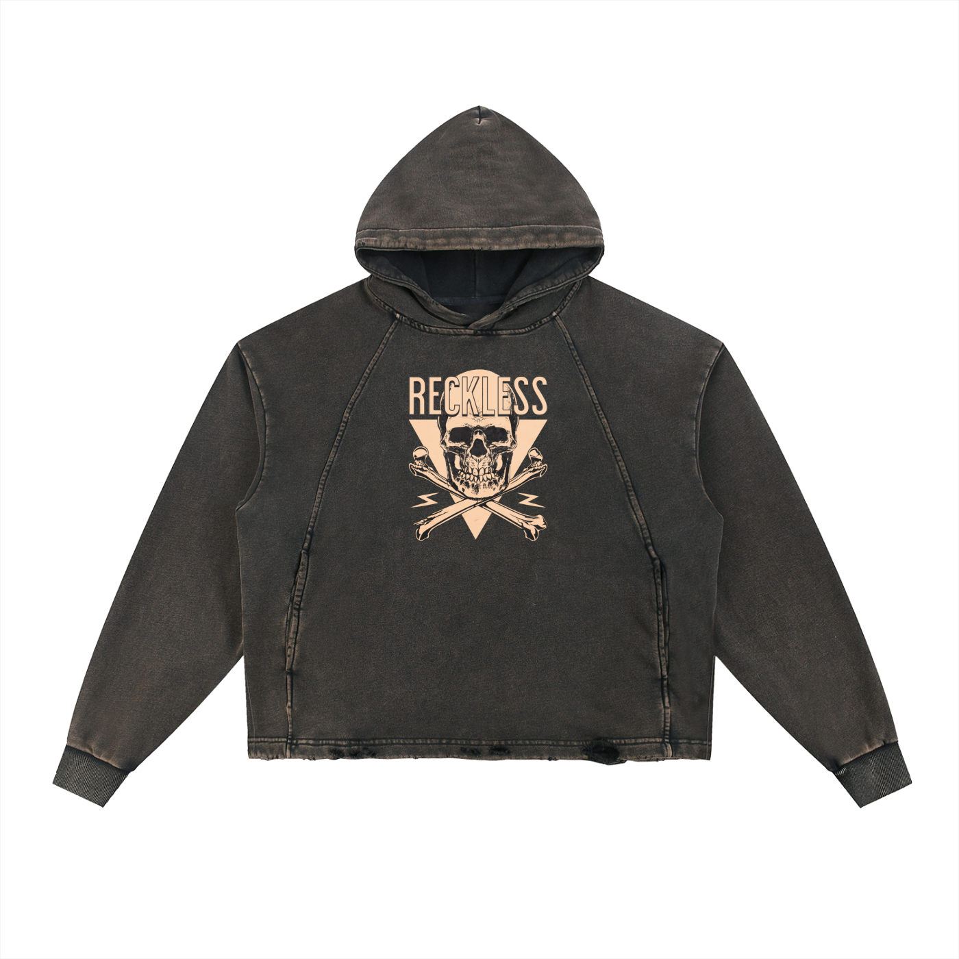 Vintage Washed Frayed-Hem Hoodie