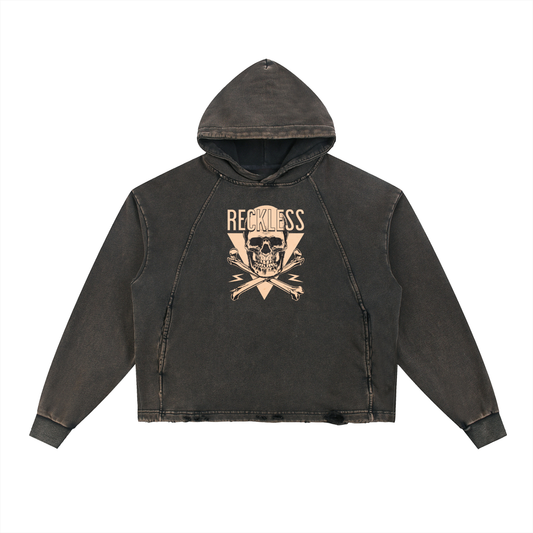 Vintage Washed Frayed-Hem Hoodie
