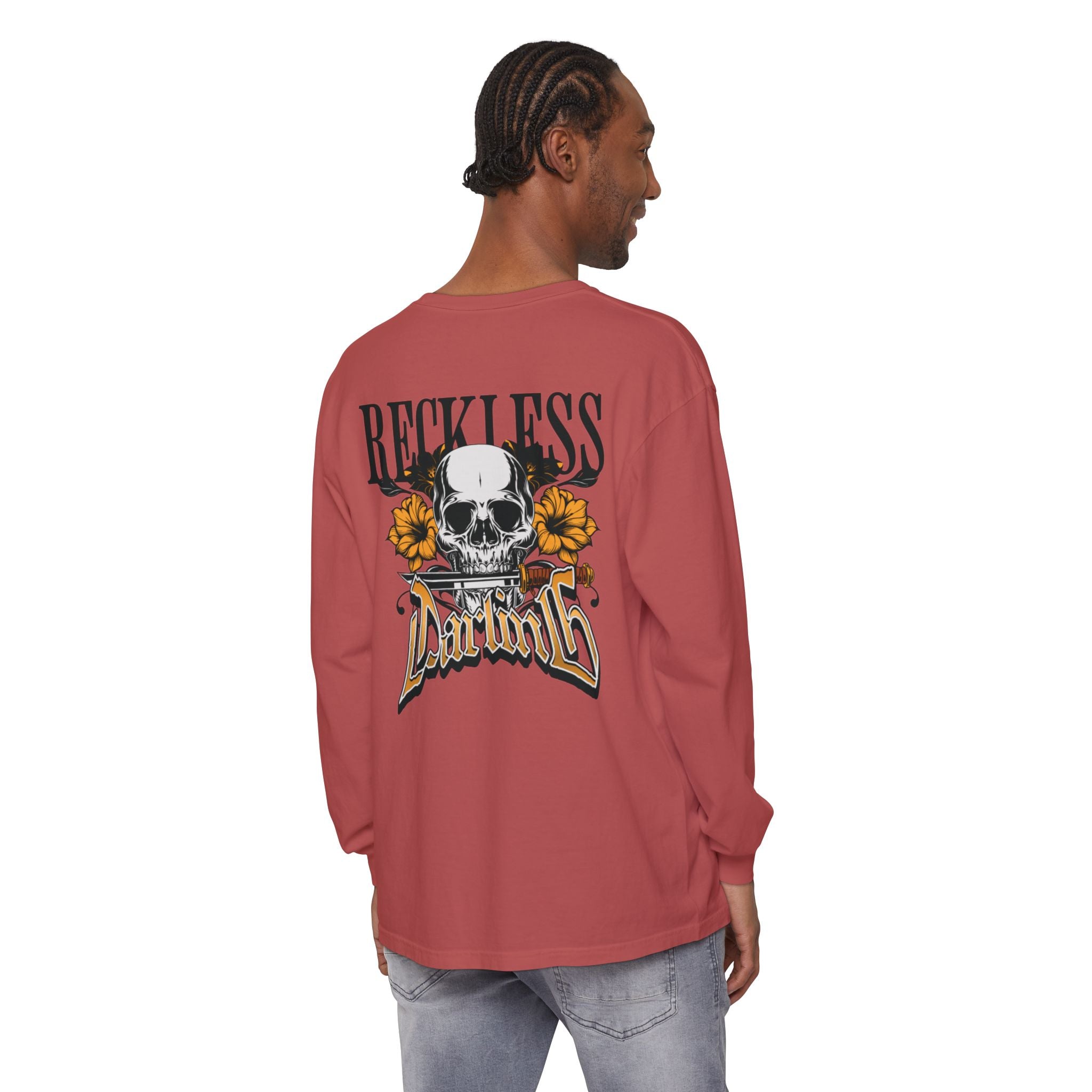 Reckless Darling Long Sleeve Shirt — Skull & Sunflower Graphic