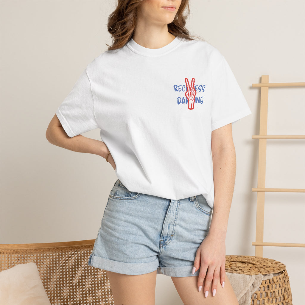 Red White and Reckless T-Shirt — Patriotic Peace-Sign Graphic Tee