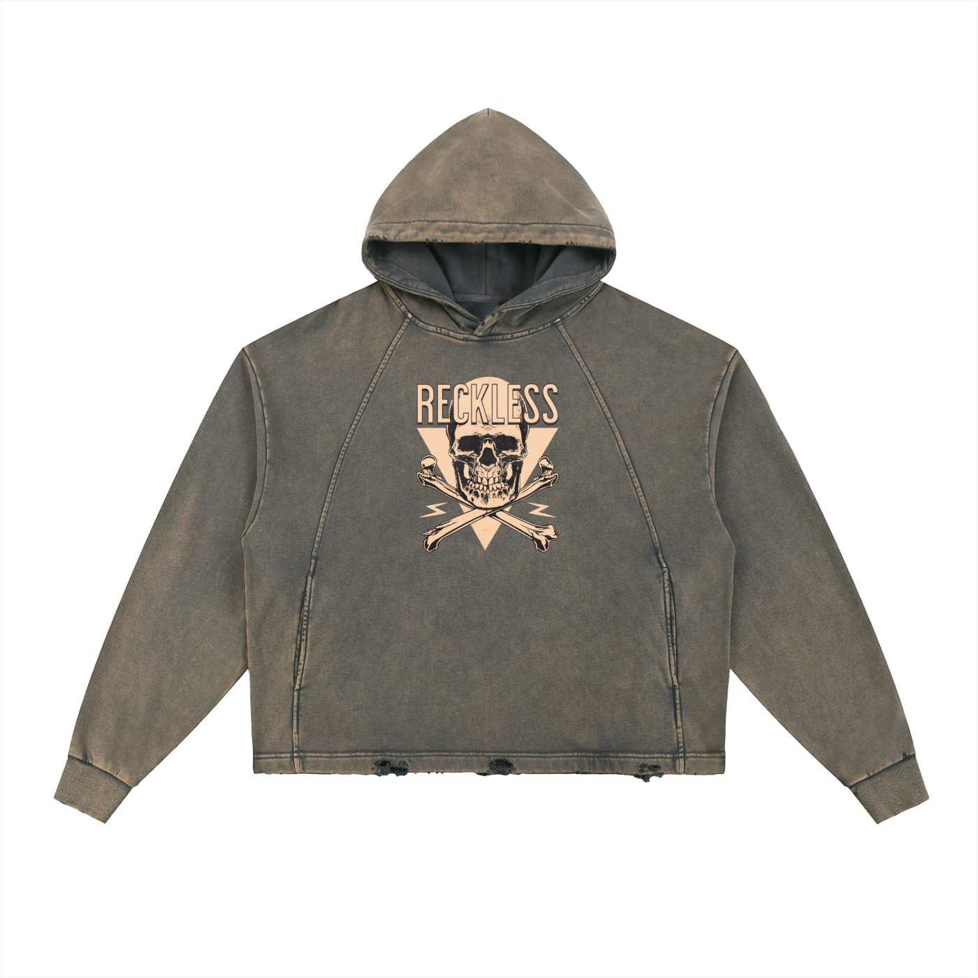 Vintage Washed Frayed-Hem Hoodie